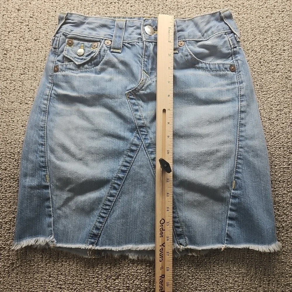 True Religion Skirt Womens 24 Abby Blue Denim Frayed See photos for Measurements